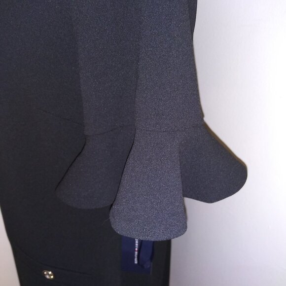 Tommy Hilfiger Black Flutter Sleeve Patch Pocket Shift Dress Size 12 - Picture 3 of 9